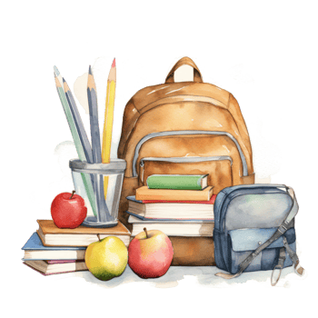 Watercolor back to school background. Illustration png