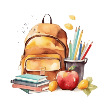 Watercolor back to school background. Illustration png