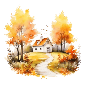 Autumn watercolor background. Illustration png