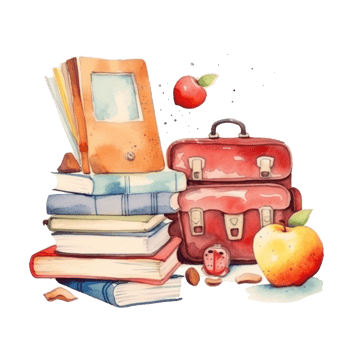 Watercolor back to school background. Illustration png