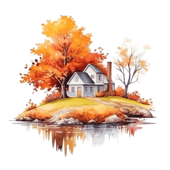 Autumn watercolor background. Illustration png