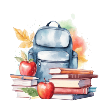Watercolor back to school background. Illustration png