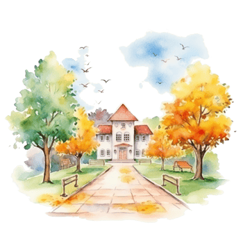 Watercolor back to school background. Illustration png