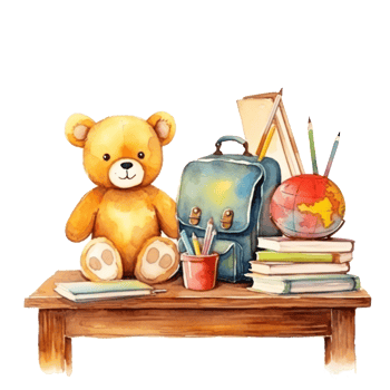 Watercolor back to school background. Illustration png