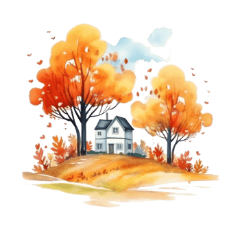 Autumn watercolor background. Illustration png
