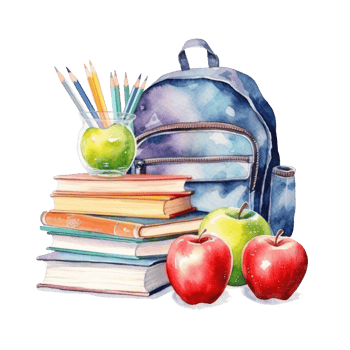 Watercolor back to school background. Illustration png