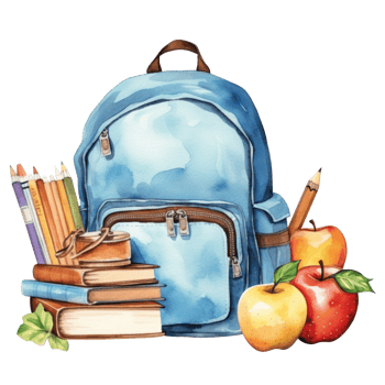 Watercolor back to school background. Illustration png