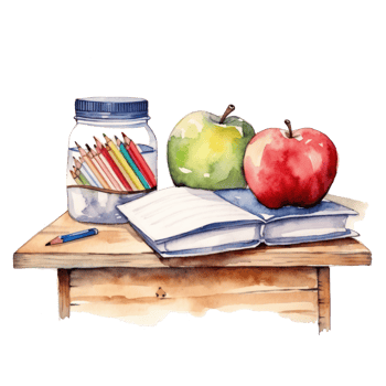 Watercolor back to school background. Illustration png