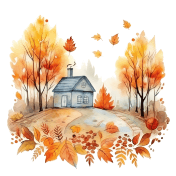 Autumn watercolor background. Illustration png