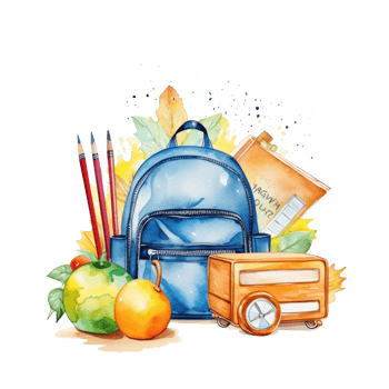 Watercolor back to school background. Illustration png
