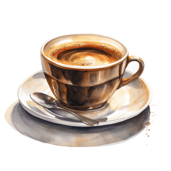 Watercolor cup of coffee. Illustration png