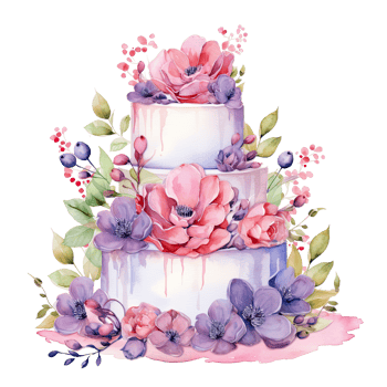 Watercolor Wedding Cake. Illustration png