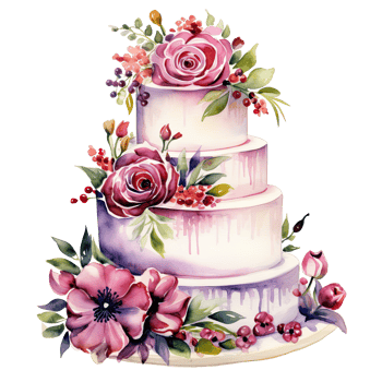 Watercolor Wedding Cake. Illustration png