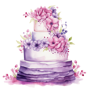 Watercolor Wedding Cake. Illustration png