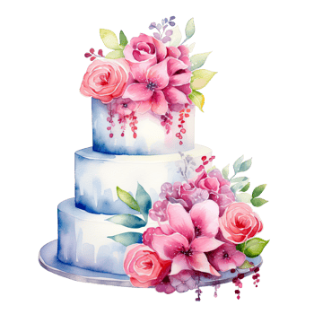 Watercolor Wedding Cake. Illustration png