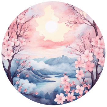 Watercolor frame with sakura flowers. Illustration png