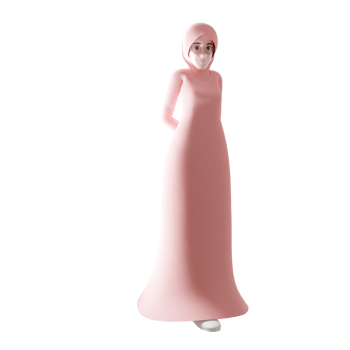 young muslim woman in pink hijab standing 3d illustration png