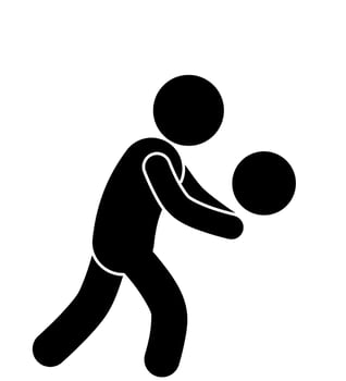 ILLUSTRATION AND ICON STICK FIGURE OR STICKMAN PLAYING VOLLEYBALL vector