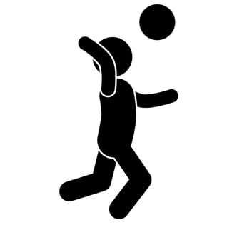 ILLUSTRATION AND ICON STICK FIGURE OR STICKMAN PLAYING VOLLEYBALL vector