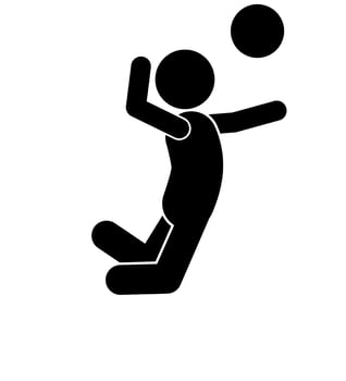 ILLUSTRATION AND ICON STICK FIGURE OR STICKMAN PLAYING VOLLEYBALL vector