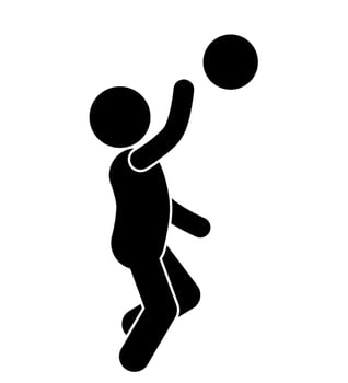 ILLUSTRATION AND ICON STICK FIGURE OR STICKMAN PLAYING VOLLEYBALL vector