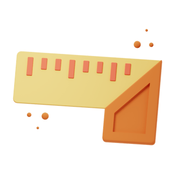 3D Illustration render of Square Scale Tool icon designs. Perfect for precision, measurement, architecture, and engineering-themed projects to enhance your designs. png