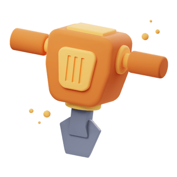 3D Illustration render of Jackhammer icon designs. Perfect for construction, demolition, roadwork, and heavy machinery-themed projects to enhance your designs. png