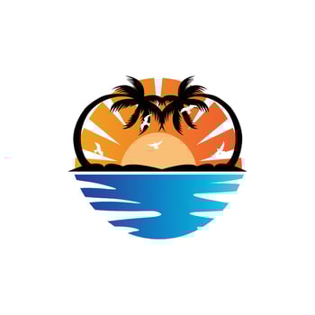 Sunset Logo, Sun Vector, Beach Natural Scenery, Minimalist Design Brand Illustration vector