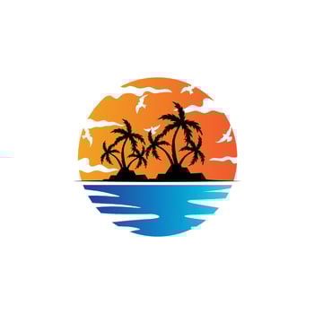 Sunset Logo, Sun Vector, Beach Natural Scenery, Minimalist Design Brand Illustration vector