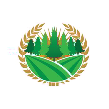 Green Grass Logo Design, Farm Landscape Illustration, Natural Scenery Vector