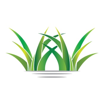 Green Grass Logo Design, Farm Landscape Illustration, Natural Scenery Vector