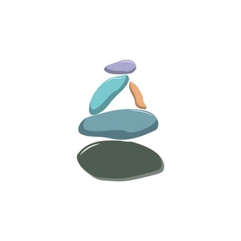 Stone Logo, Vector Zen Meditation Stone Balance Tranquility, Yoga Minimalist Simple Design, Silhouette Illustration