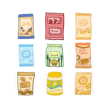 Set of Baking and Cooking ingredients in the kitchen vector