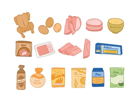 Set of Baking and Cooking ingredients in the kitchen vector