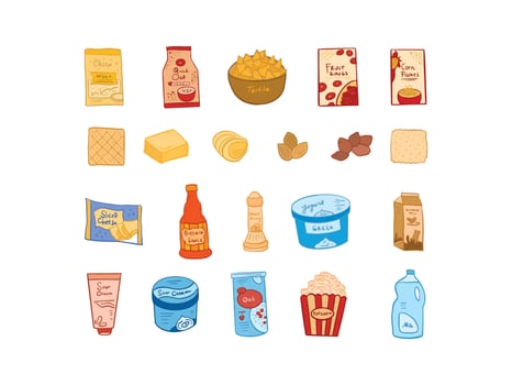Set of Baking and Cooking ingredients in the kitchen vector