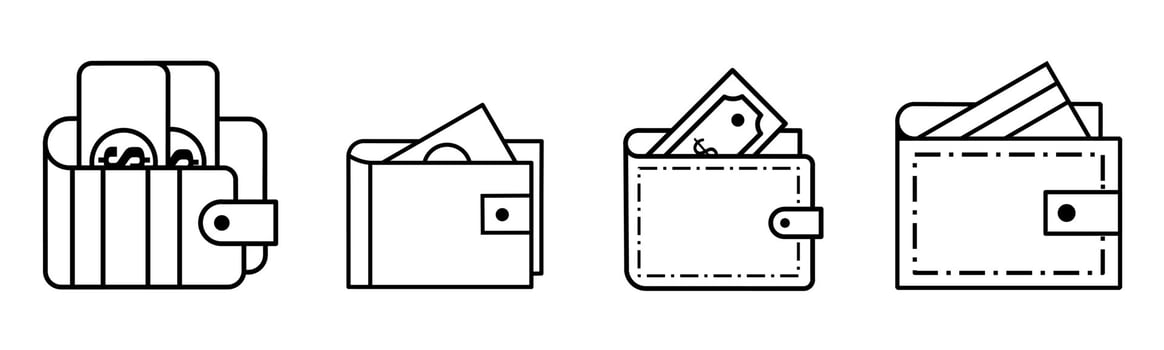 Wallet illustration. Wallet set for business. Stock vector. vector