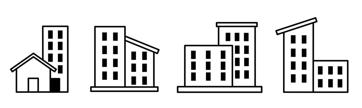Building icons. Building thin line icon collection. Stock vector. vector