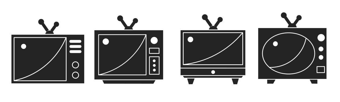Set of illustrations about television icon. Stock vector. vector