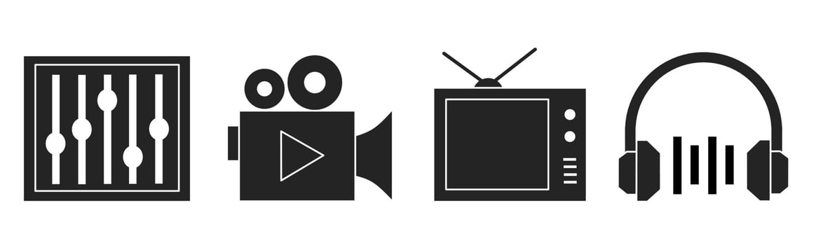 Set of illustrations about audio and vidoe icon. Stock vector. vector