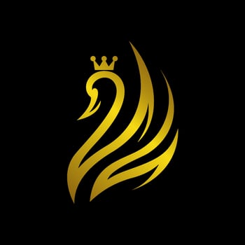 Golden swan logo with a crown on the head. Good for the beauty, spa, yoga, and fashion industry. vector