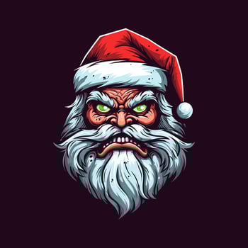 Santa zombie hand drawn logo design illustration vector