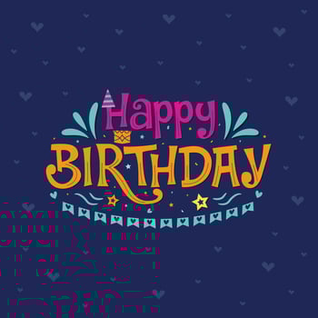 Happy birthday lettering on blue background Free Vector