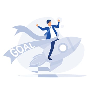 business concept, goal and success. breaking target archery to Successful, flat vector modern illustration