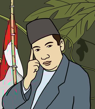 North Sumatera hero portrait illustration. Happy Indonesian National Heroes day vector