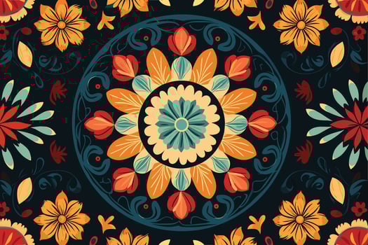 colorful mandalas pattern vector illustration on dark background