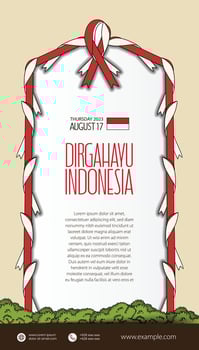 Selamat hari kemerdekaan Indonesia. translation happy indonesian independence day illustration social media post vector
