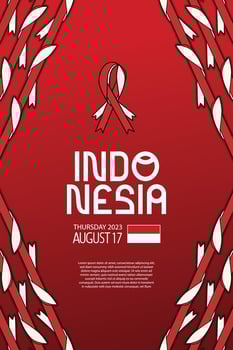 Indonesian red white poster background illustration vector