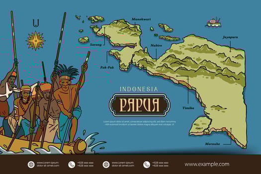 Papua Indonesia maps illustration. Indonesia Island design layout vector