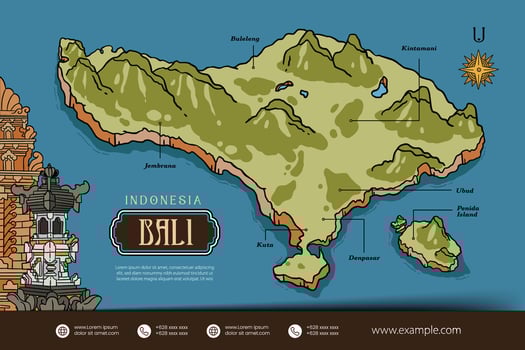 Bali Indonesia maps illustration. Indonesia Island design layout vector