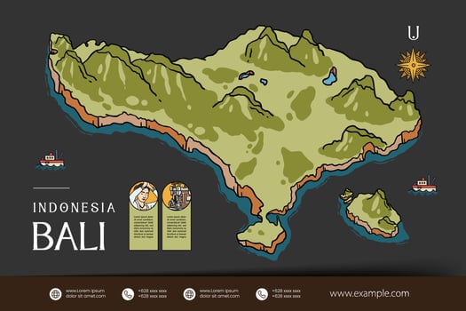 Bali Indonesia maps illustration. Indonesia Island design layout vector